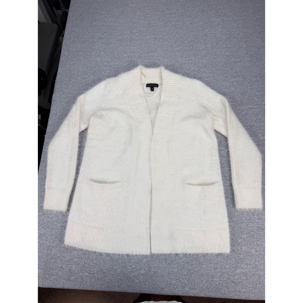 Banana Republic Womens Ivory Fuzzy Merino Wool Blend Open Front Cardigan Size M